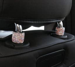 image-Car Seat Headrest Rod Decorative Ring Diamond Studded Universal