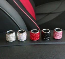 image-Car Seat Headrest Rod Decorative Ring Diamond Studded Universal