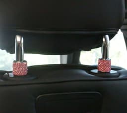 image-Car Seat Headrest Rod Decorative Ring Diamond Studded Universal