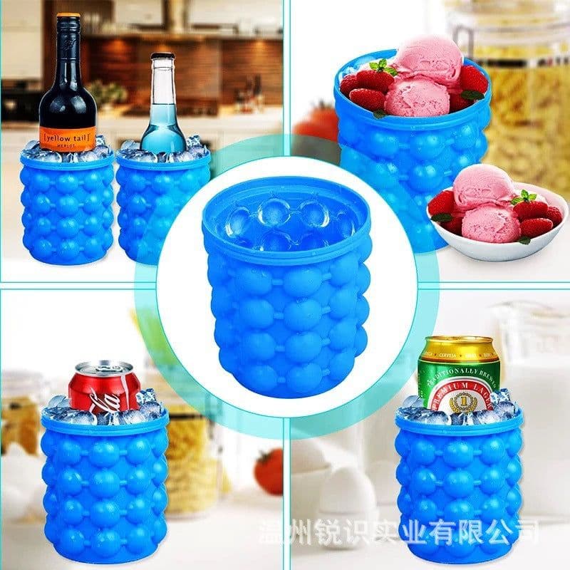 image-Silicone Ice Bucket Ice Cube Maker Large