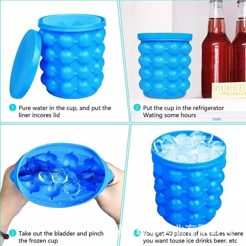image-Silicone Ice Bucket Ice Cube Maker Large