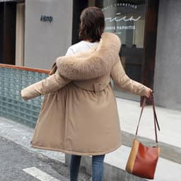image-Women's Hooded Padded Jacket Mid-Length Slim Fit Winter Coat