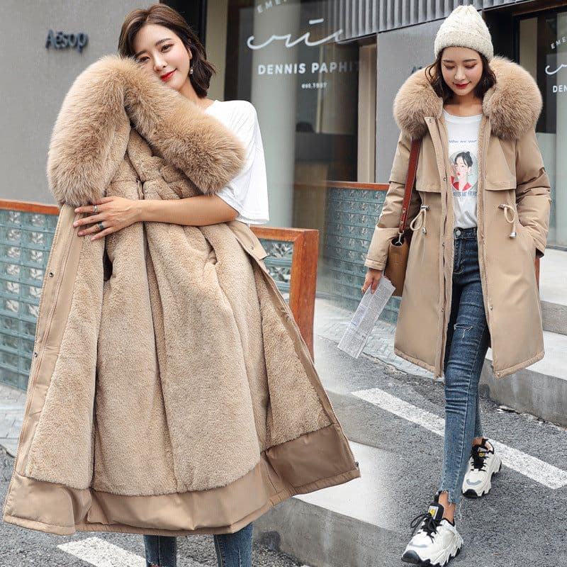 image-Women's Hooded Padded Jacket Mid-Length Slim Fit Winter Coat