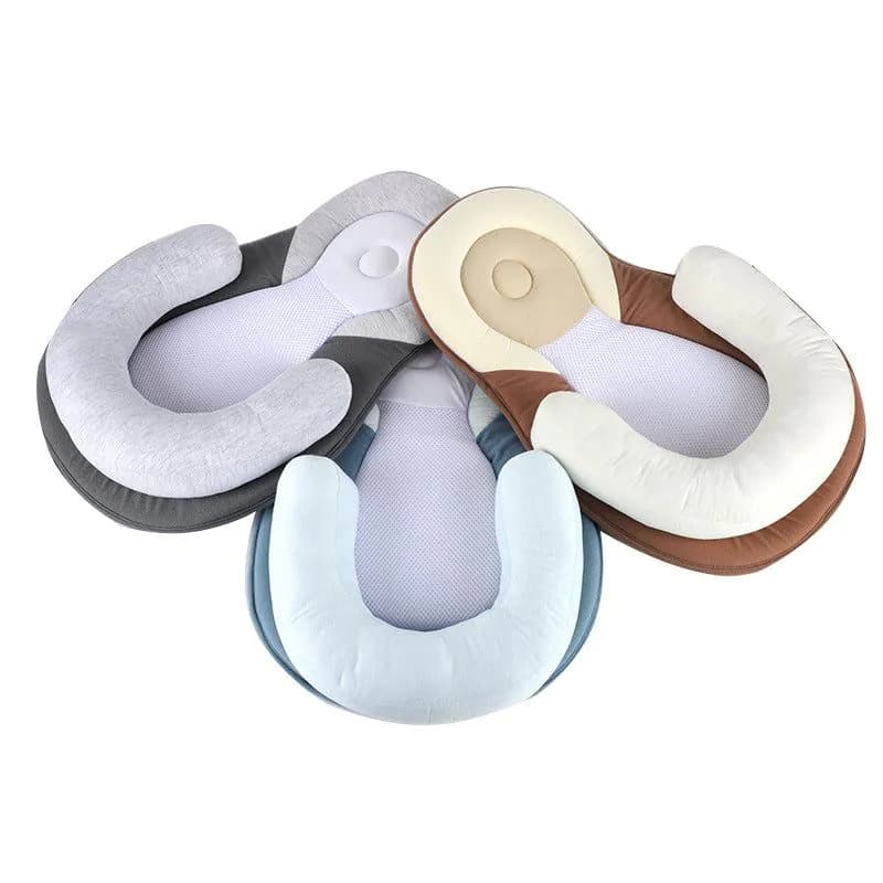 image-Baby U-Shaped Positioning Pillow Anti-Flat Head Cotton Blue