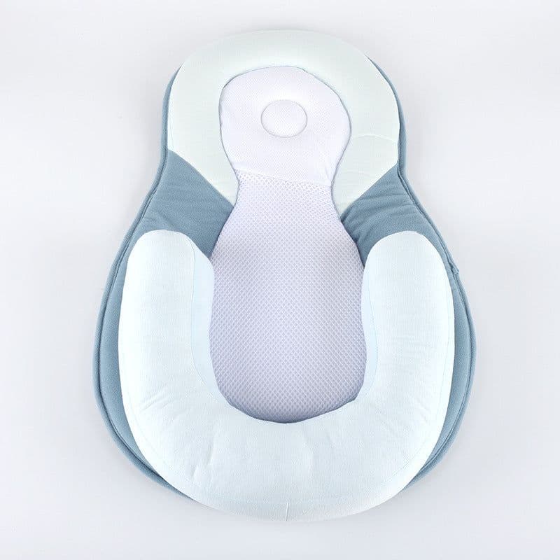 image-Baby U-Shaped Positioning Pillow Anti-Flat Head Cotton Blue