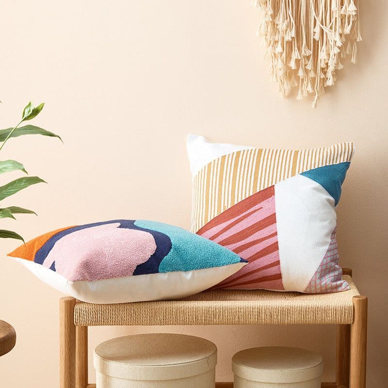 image-Modern Minimalist Cotton Geometric Pillowcase - Nordic 45x45cm