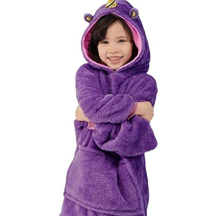 image-Cartoon Fleece Pajamas Kids Unisex 3-8 Years Wine Red