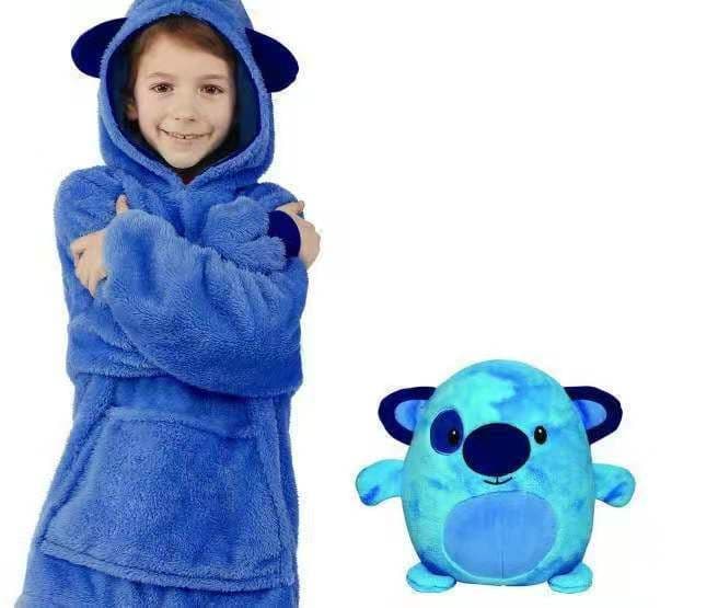 image-Cartoon Fleece Pajamas Kids Unisex 3-8 Years Wine Red