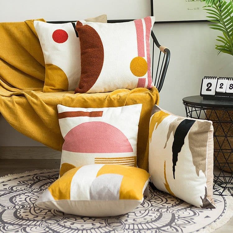 image-Embroidered Pillowcase 45x45cm Modern Simple Style Cushion Cover