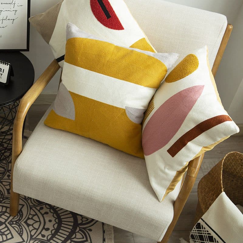 image-Embroidered Pillowcase 45x45cm Modern Simple Style Cushion Cover