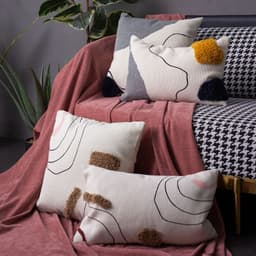 image-Dreams Printed Tufted Cotton Pillowcase Cushion Cover 30x50cm
