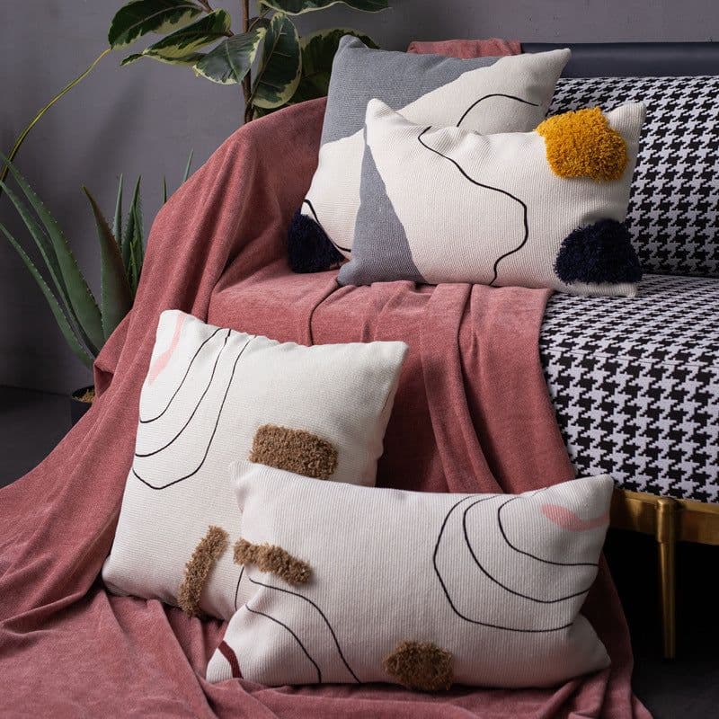 image-Dreams Printed Tufted Cotton Pillowcase Cushion Cover 30x50cm