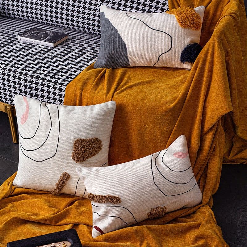 image-Dreams Printed Tufted Cotton Pillowcase Cushion Cover 30x50cm