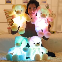 image-LED Light Up Plush Teddy Bear with Bow Tie 80cm Yellow