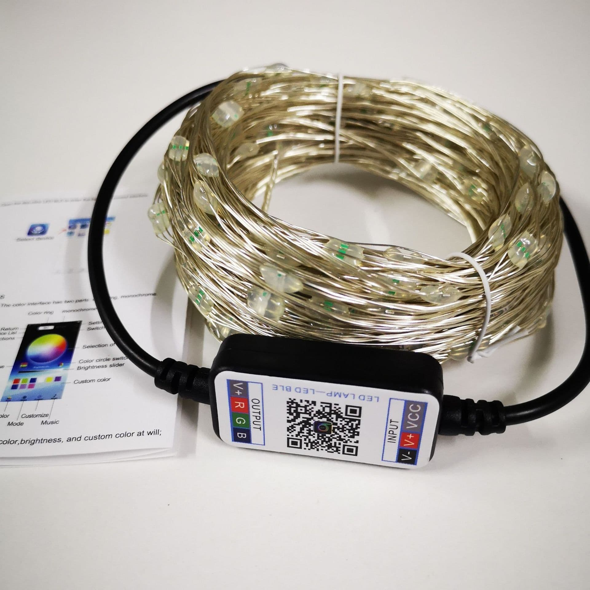image-USB Bluetooth APP Controlled RGB Copper Wire String Lights 10M 100 LED