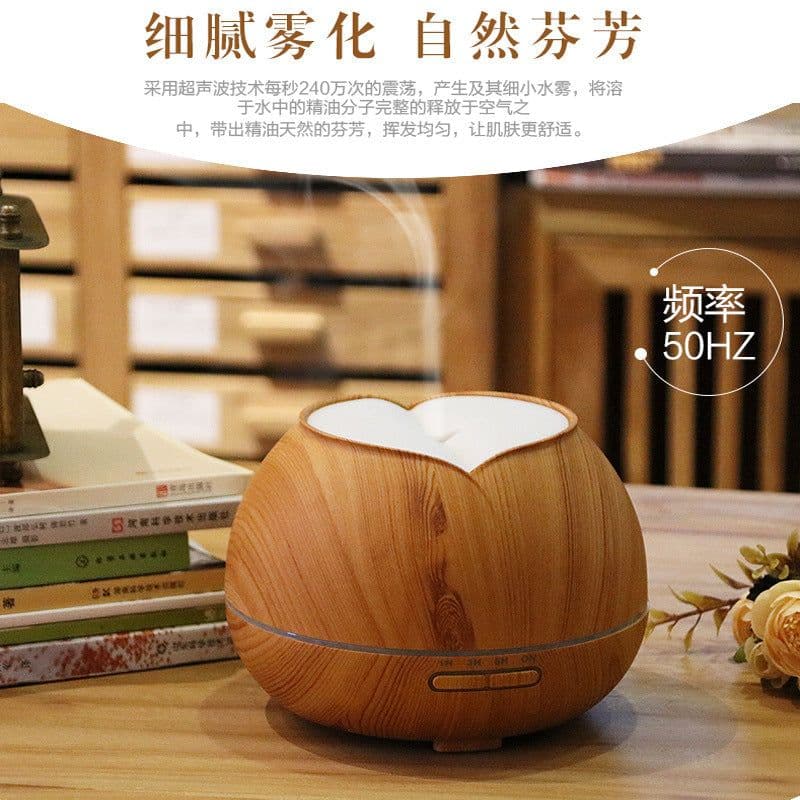 image-500ML Wood Grain Ultrasonic Aroma Diffuser Humidifier