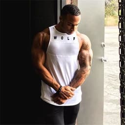 image-Men's Cotton Fitness Tank Top Printed Muscle Vest Sleeveless Shirt