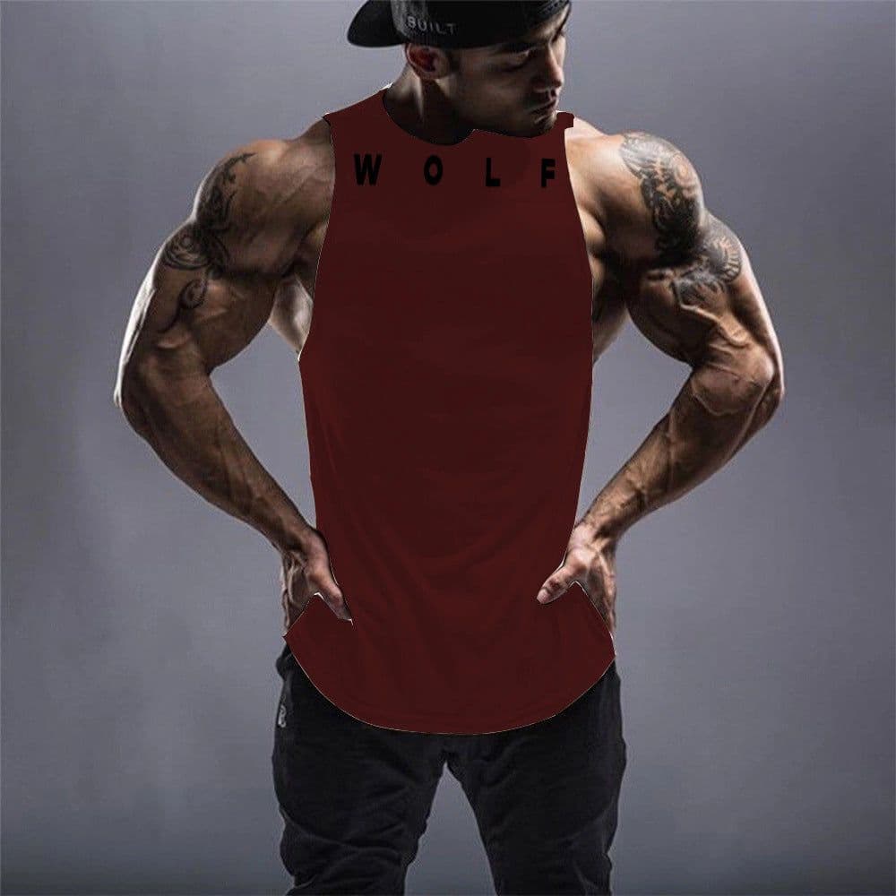image-Men's Cotton Fitness Tank Top Printed Muscle Vest Sleeveless Shirt