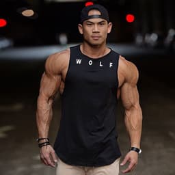 image-Men's Cotton Fitness Tank Top Printed Muscle Vest Sleeveless Shirt