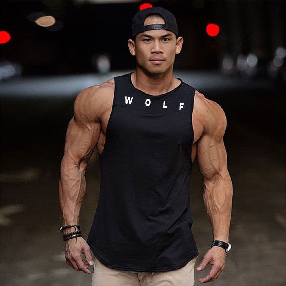 image-Men's Cotton Fitness Tank Top Printed Muscle Vest Sleeveless Shirt