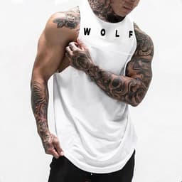 image-Men's Cotton Fitness Tank Top Printed Muscle Vest Sleeveless Shirt