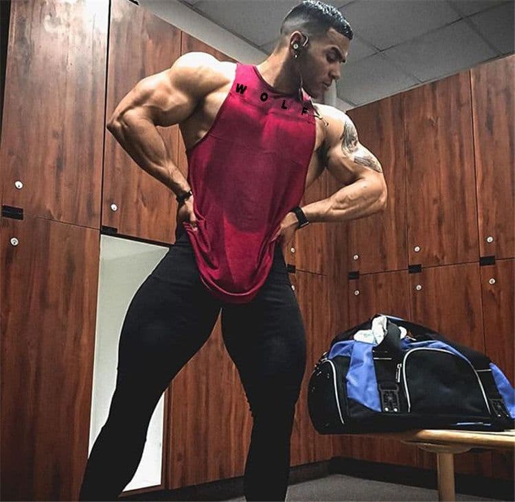 image-Men's Cotton Fitness Tank Top Printed Muscle Vest Sleeveless Shirt