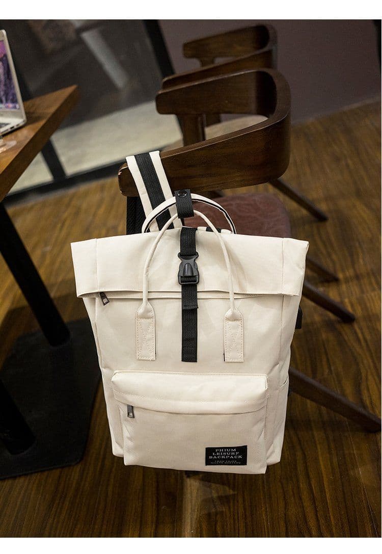 image-Canvas Backpack Convertible Shoulder Bag Travel School Bag