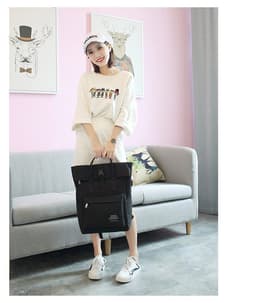 image-Canvas Backpack Convertible Shoulder Bag Travel School Bag