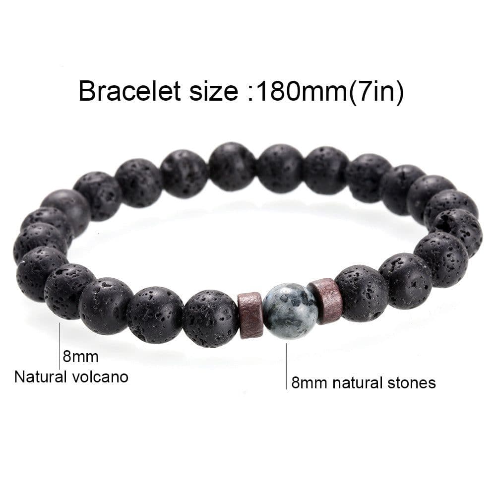 image-Men's Natural Stone Bead Bracelet with Lava Diffuser MYBR0146