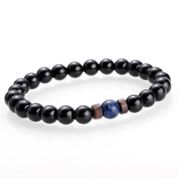 image-Men's Natural Stone Bead Bracelet with Lava Diffuser MYBR0146