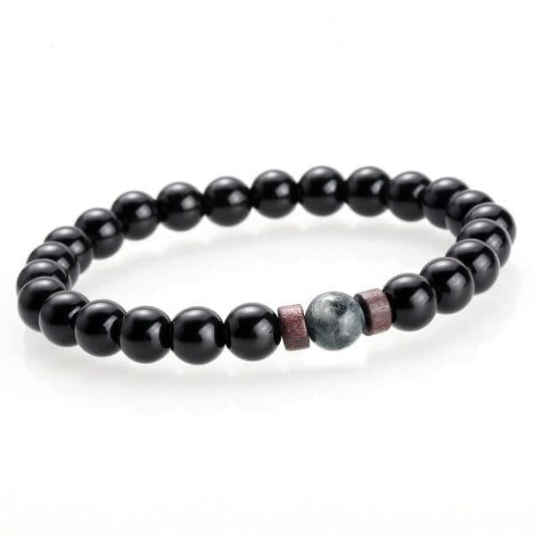 image-Men's Natural Stone Bead Bracelet with Lava Diffuser MYBR0146