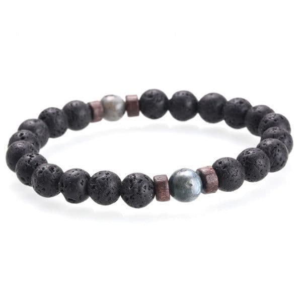 image-Men's Natural Stone Bead Bracelet with Lava Diffuser MYBR0146