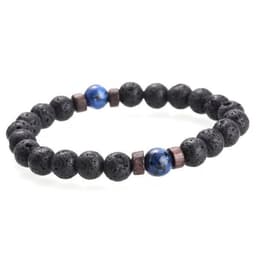 image-Men's Natural Stone Bead Bracelet with Lava Diffuser MYBR0146