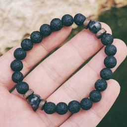 image-Men's Natural Stone Bead Bracelet with Lava Diffuser MYBR0146
