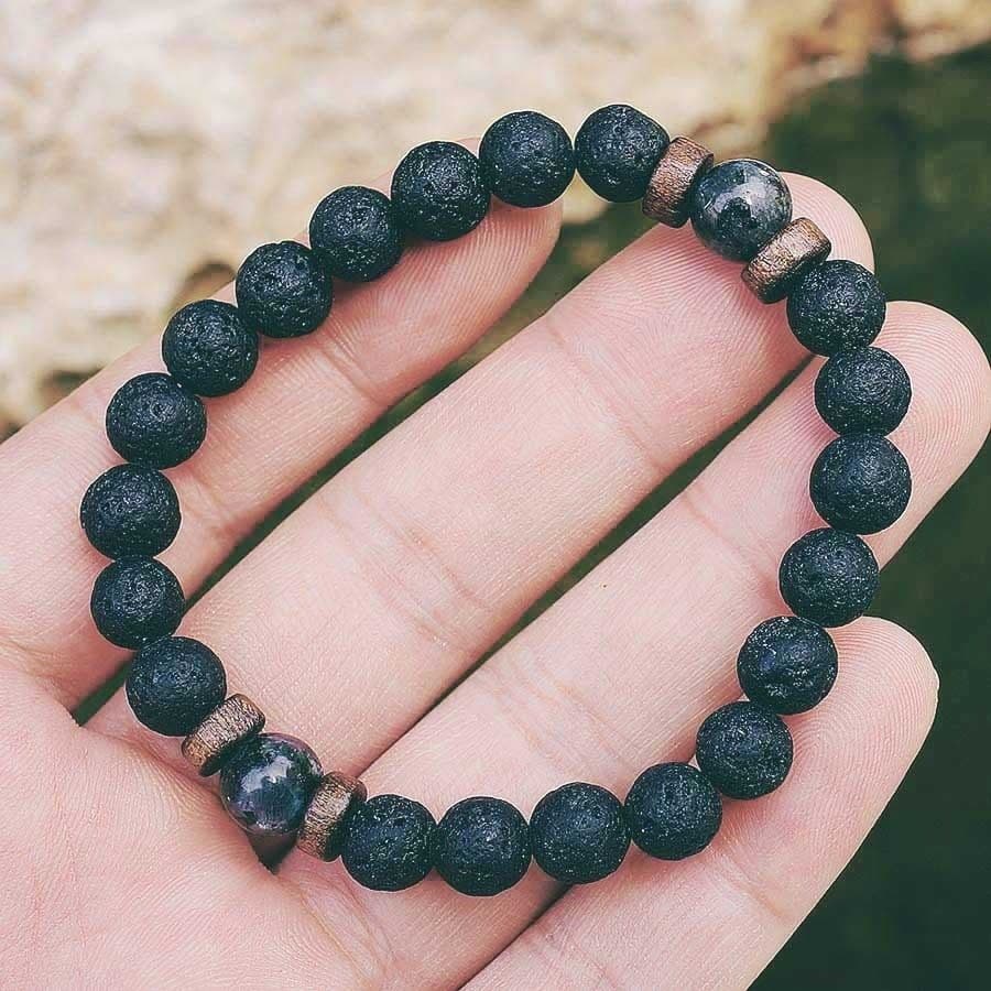 image-Men's Natural Stone Bead Bracelet with Lava Diffuser MYBR0146