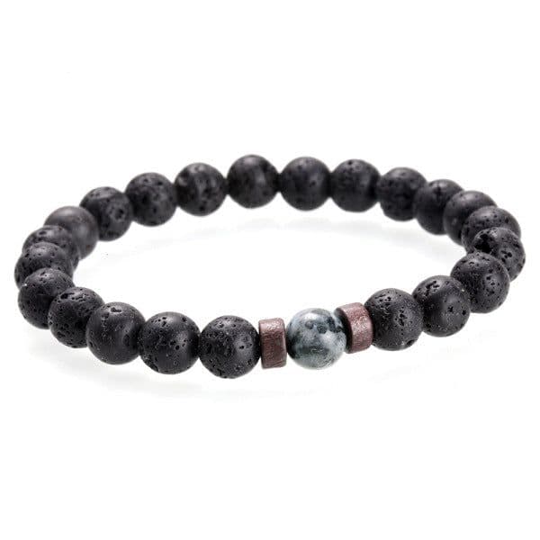 image-Men's Natural Stone Bead Bracelet with Lava Diffuser MYBR0146