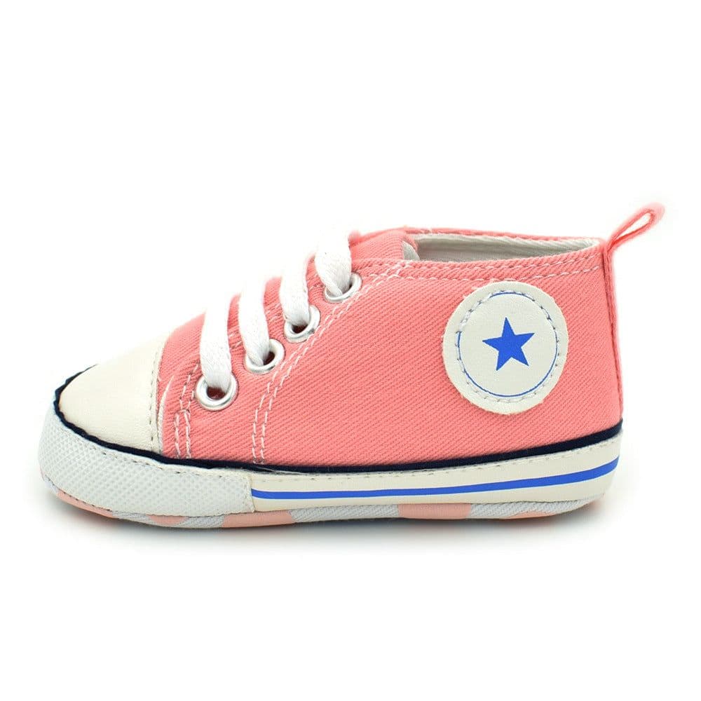image-Baby Canvas Shoes Toddler Lace-Up Solid Color D603