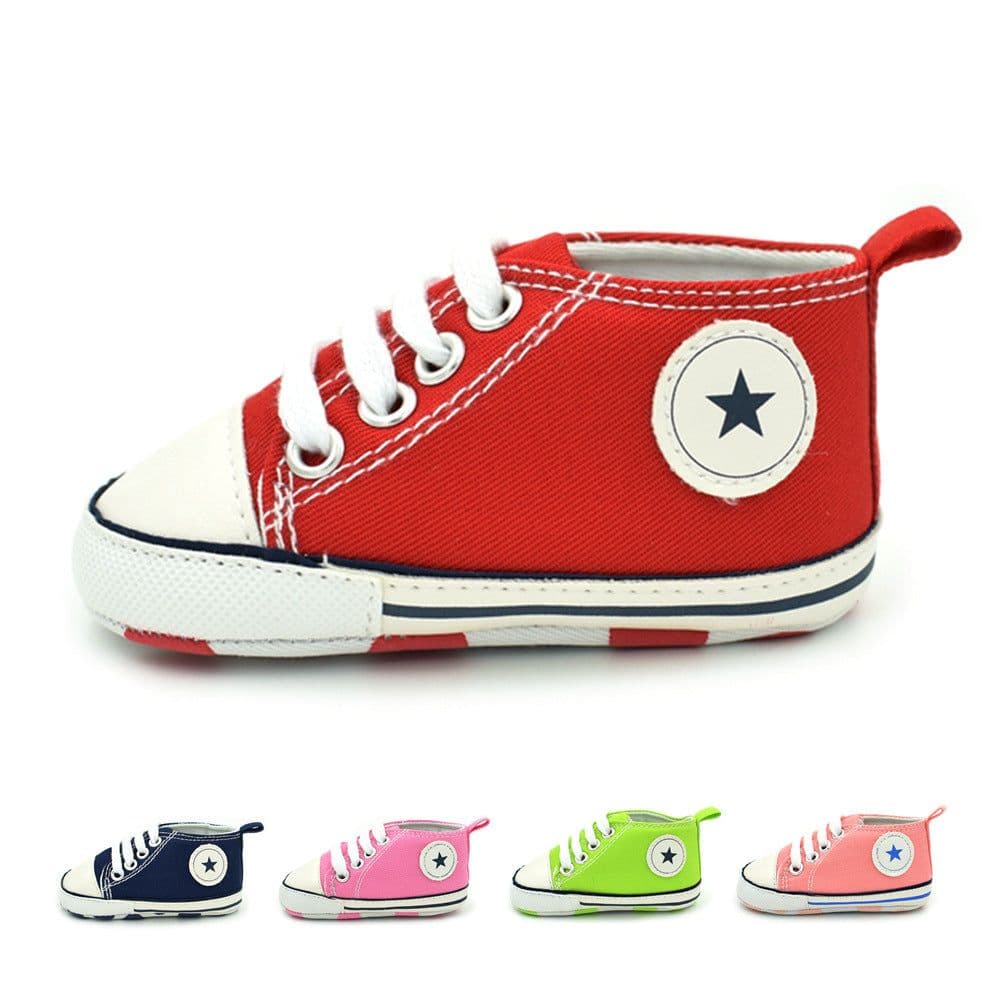 image-Baby Canvas Shoes Toddler Lace-Up Solid Color D603