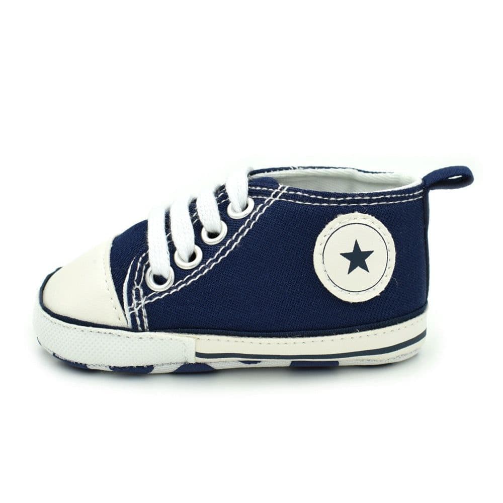 image-Baby Canvas Shoes Toddler Lace-Up Solid Color D603