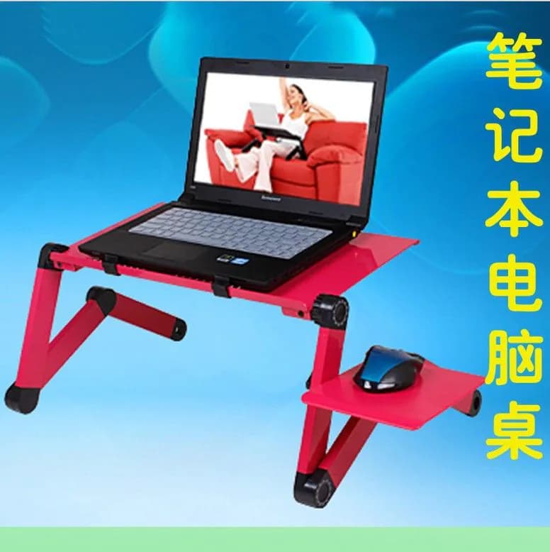 image-Lazy Folding Aluminum Alloy Laptop Desk Table with Cooling Fan