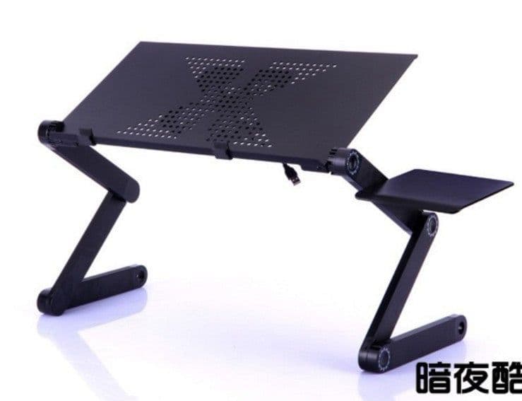 image-Lazy Folding Aluminum Alloy Laptop Desk Table with Cooling Fan