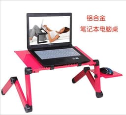image-Lazy Folding Aluminum Alloy Laptop Desk Table with Cooling Fan