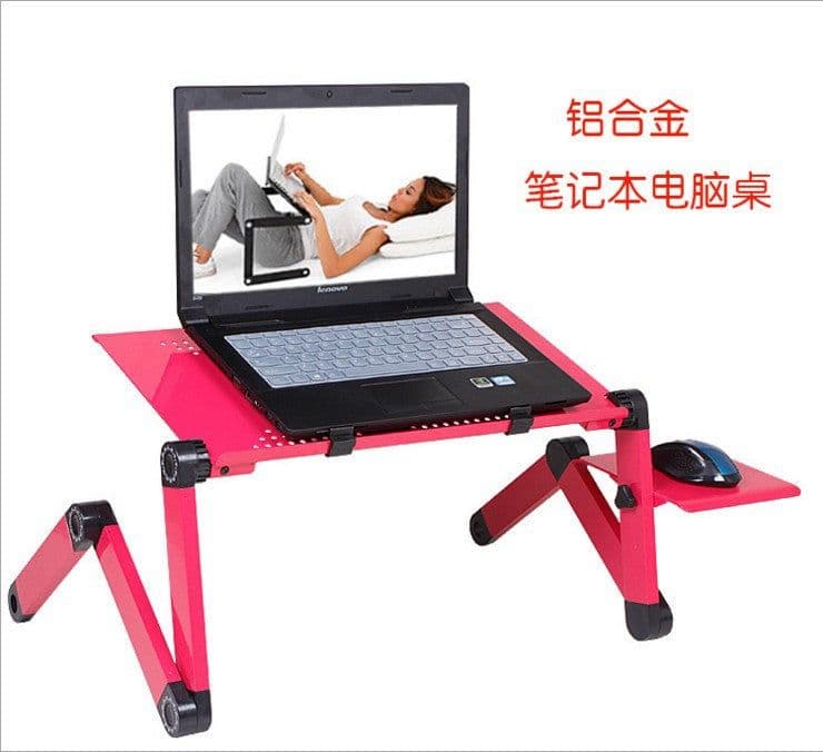 image-Lazy Folding Aluminum Alloy Laptop Desk Table with Cooling Fan