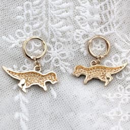 image-Alloy Dinosaur Earrings Green Crystal Animal Stud Earrings Women