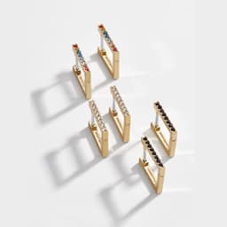 image-LUNA CHIAO Geometric Gemstone Earrings Alloy Plated European Style
