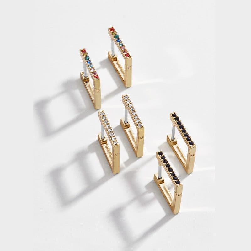 image-LUNA CHIAO Geometric Gemstone Earrings Alloy Plated European Style
