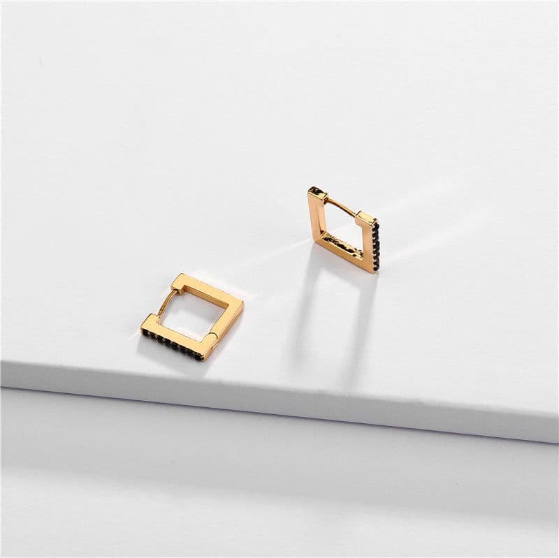 image-LUNA CHIAO Geometric Gemstone Earrings Alloy Plated European Style