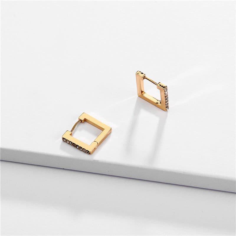 image-LUNA CHIAO Geometric Gemstone Earrings Alloy Plated European Style