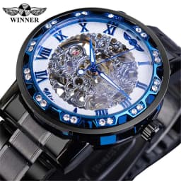 image-Winner W614 Men's Hollow Mechanical Watch 49mm Round Dial