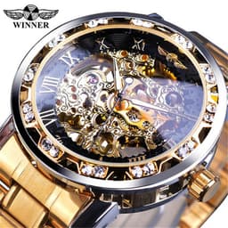 image-Winner W614 Men's Hollow Mechanical Watch 49mm Round Dial